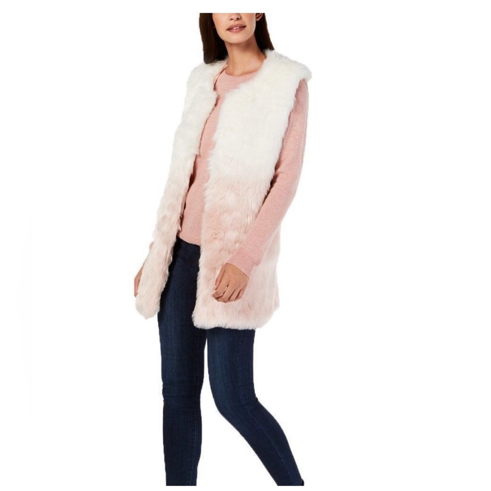 I.N.C Pink to White ombré fur vest!
